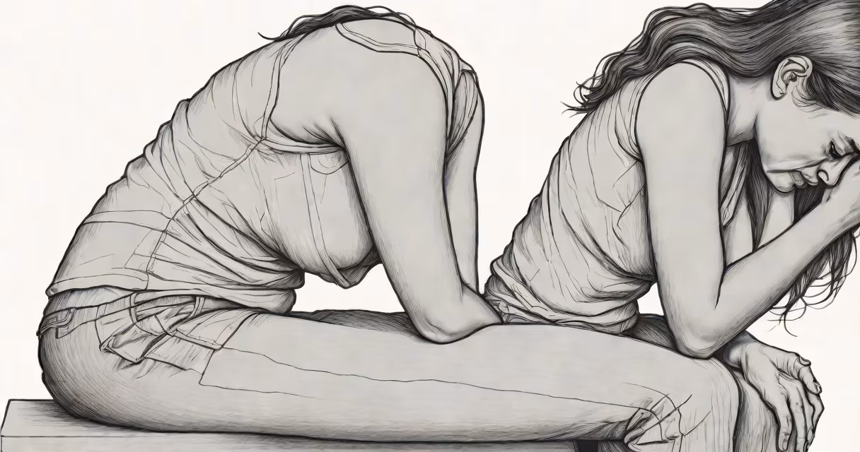 Woman holding her stomach in discomfort